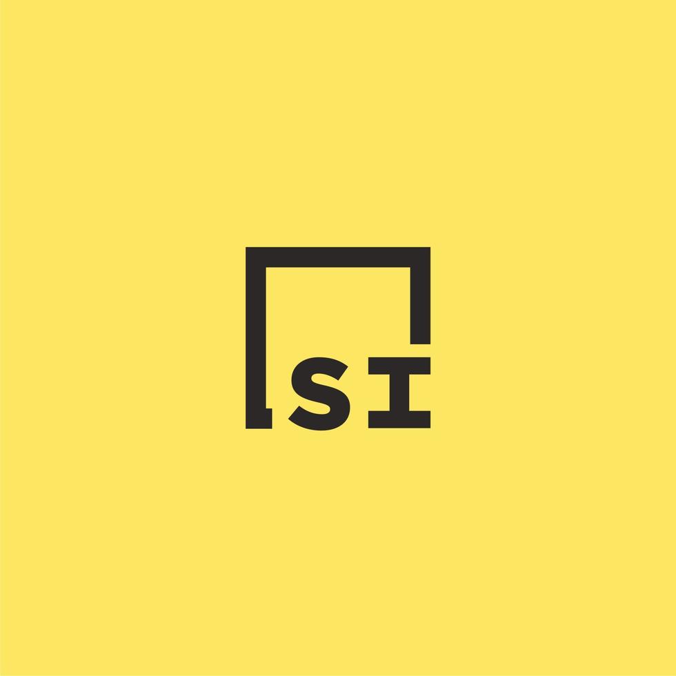 SI initial monogram logo with square style design vector