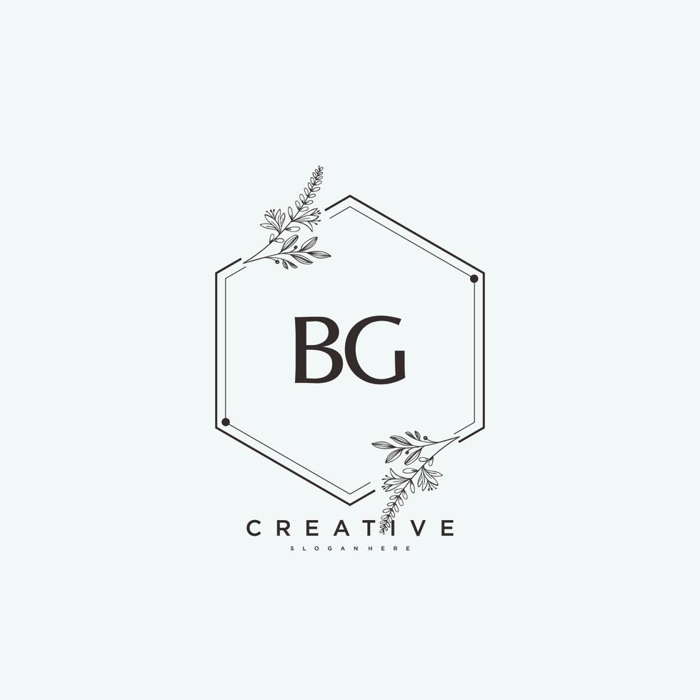 arte del logotipo inicial del vector de belleza bg, logotipo de escritura a mano de firma inicial, boda, moda, joyería, boutique, floral y botánica con plantilla creativa para cualquier empresa o negocio.