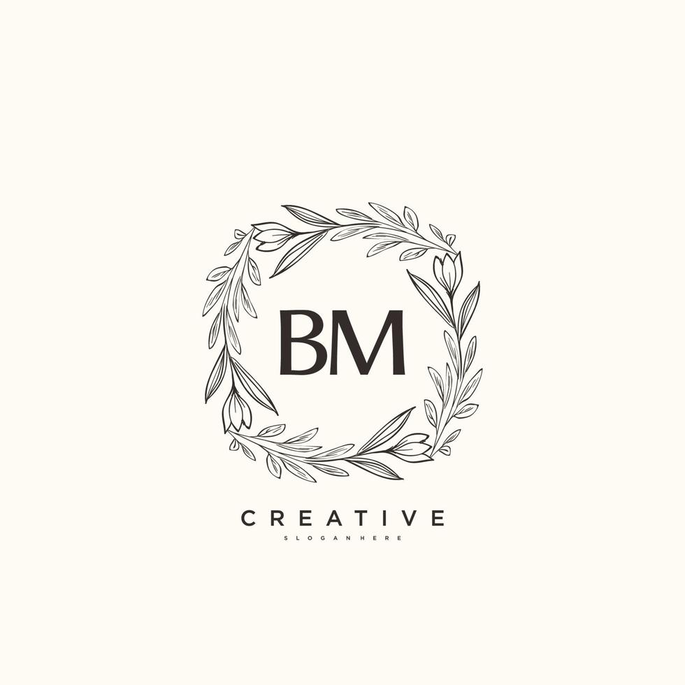 BM Beauty vector initial logo art, handwriting logo of initial signature, wedding, fashion, jewerly, boutique, floral and botanical with creative template for any company or business.