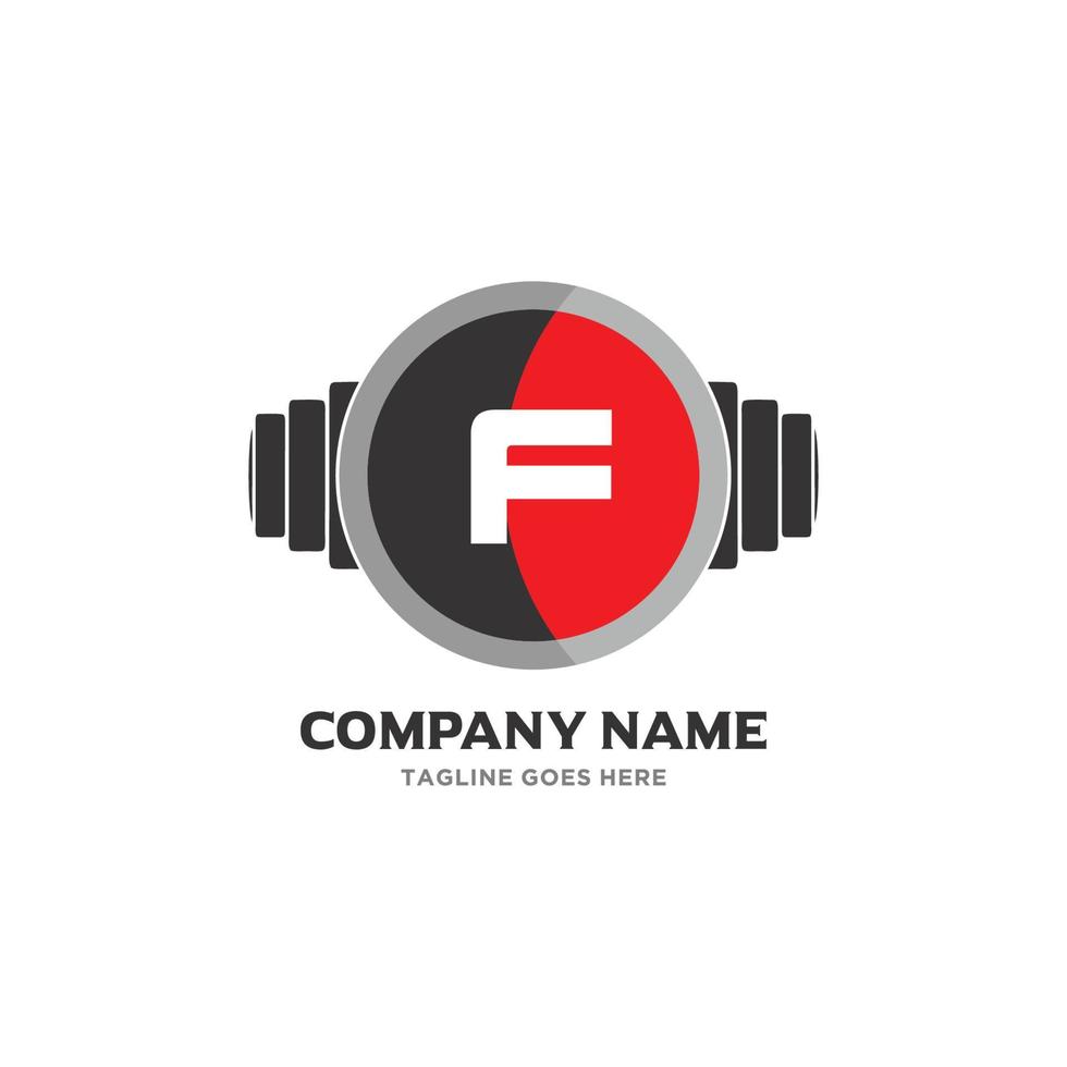 F Letter Logo Design Icon fitness and music Vector Symbol.