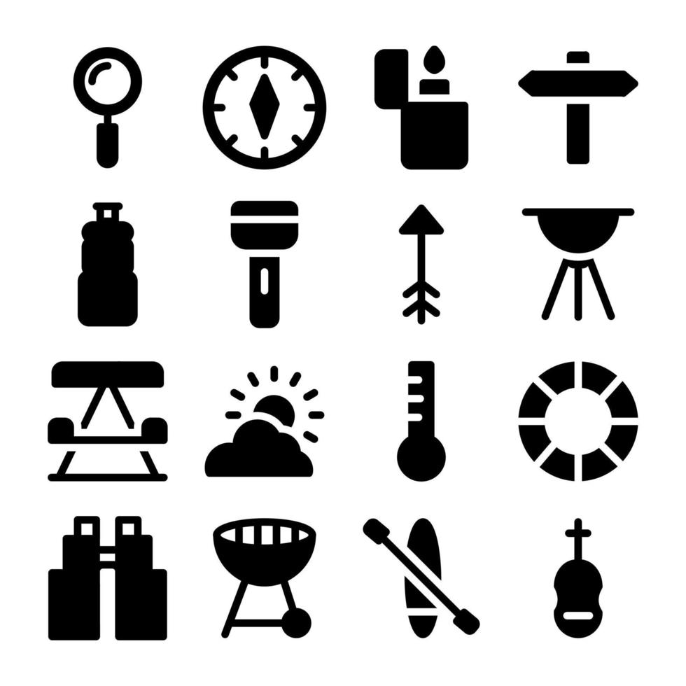 conjunto de iconos de glifo de vacaciones vector