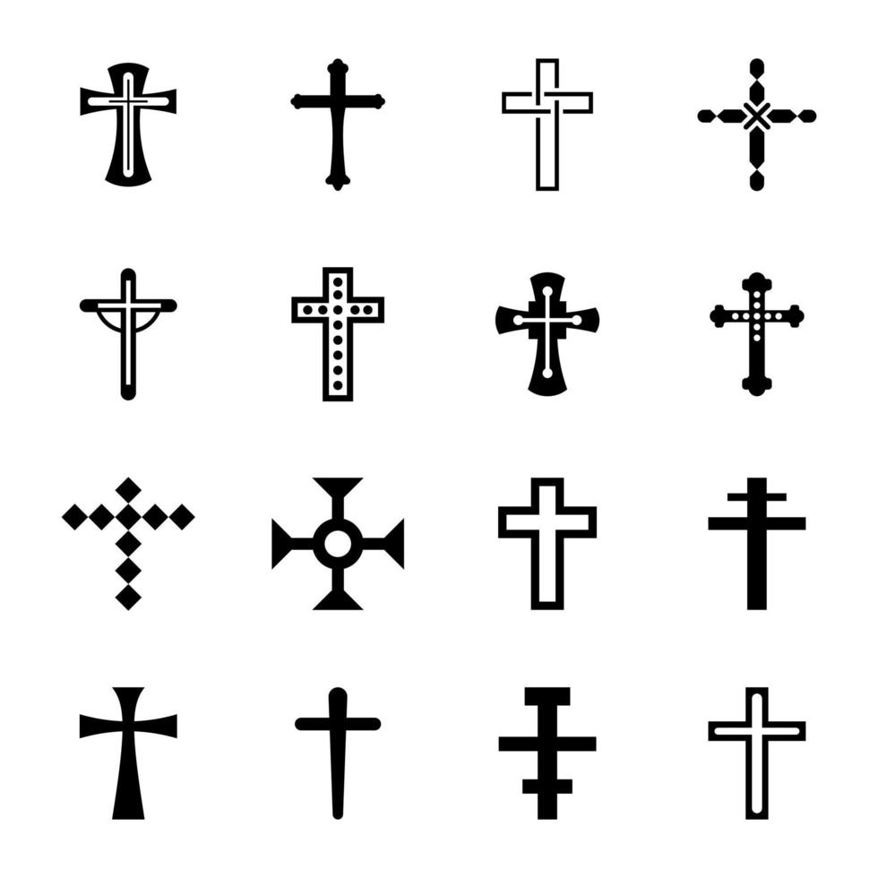Pack of Cross Signs Glyph Icons vector