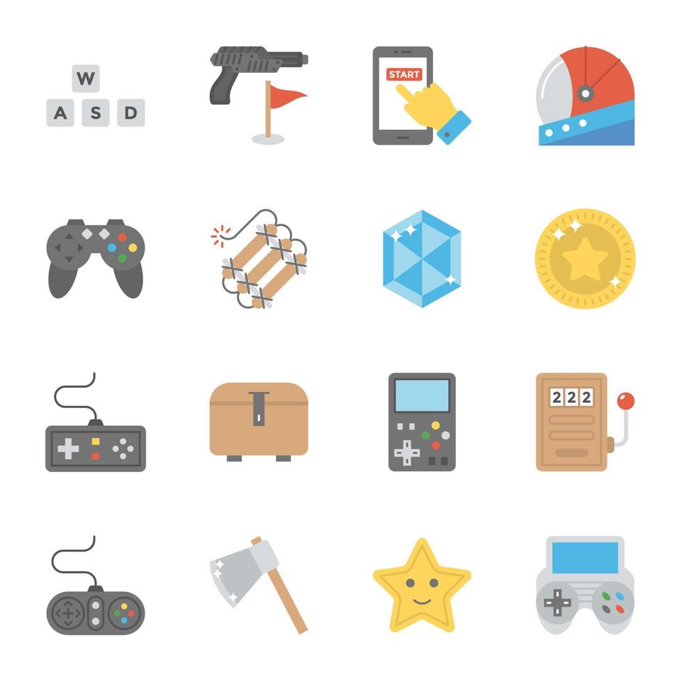 paquete de iconos planos de videojuegos vector