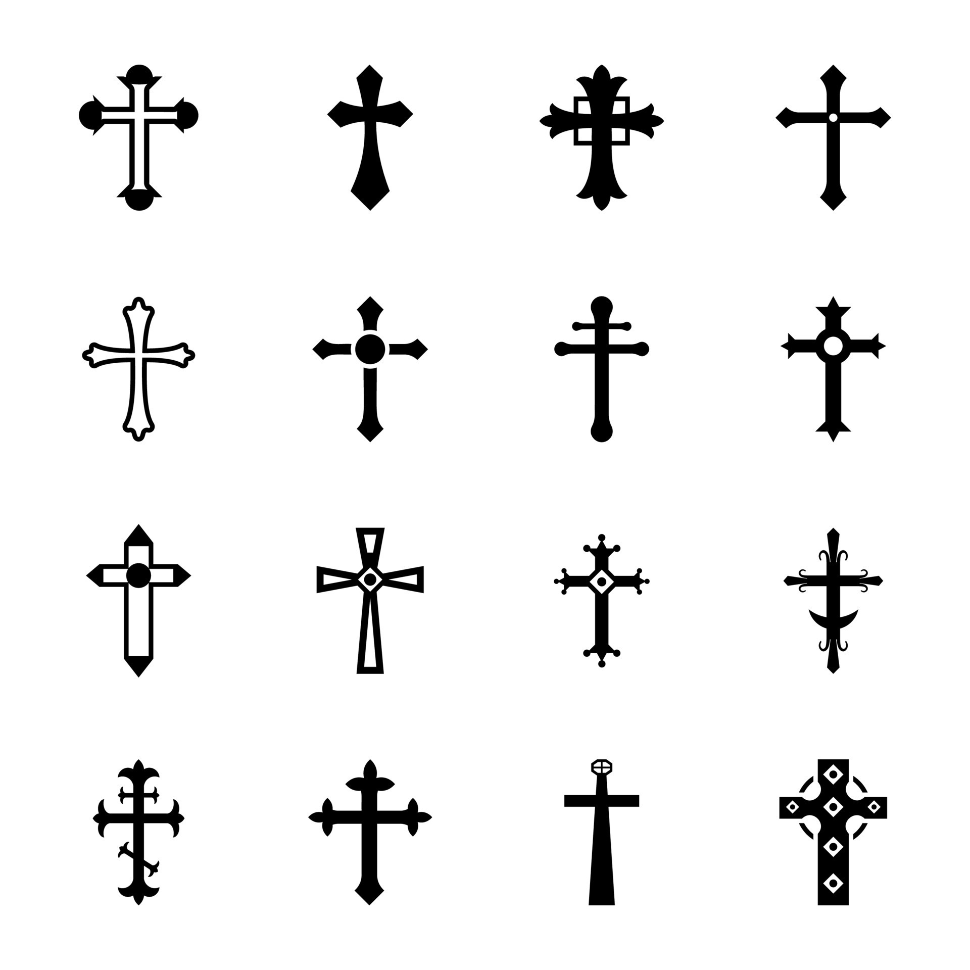 Collection of Religious Cross Glyph Icons 14957778 Vector Art at Vecteezy