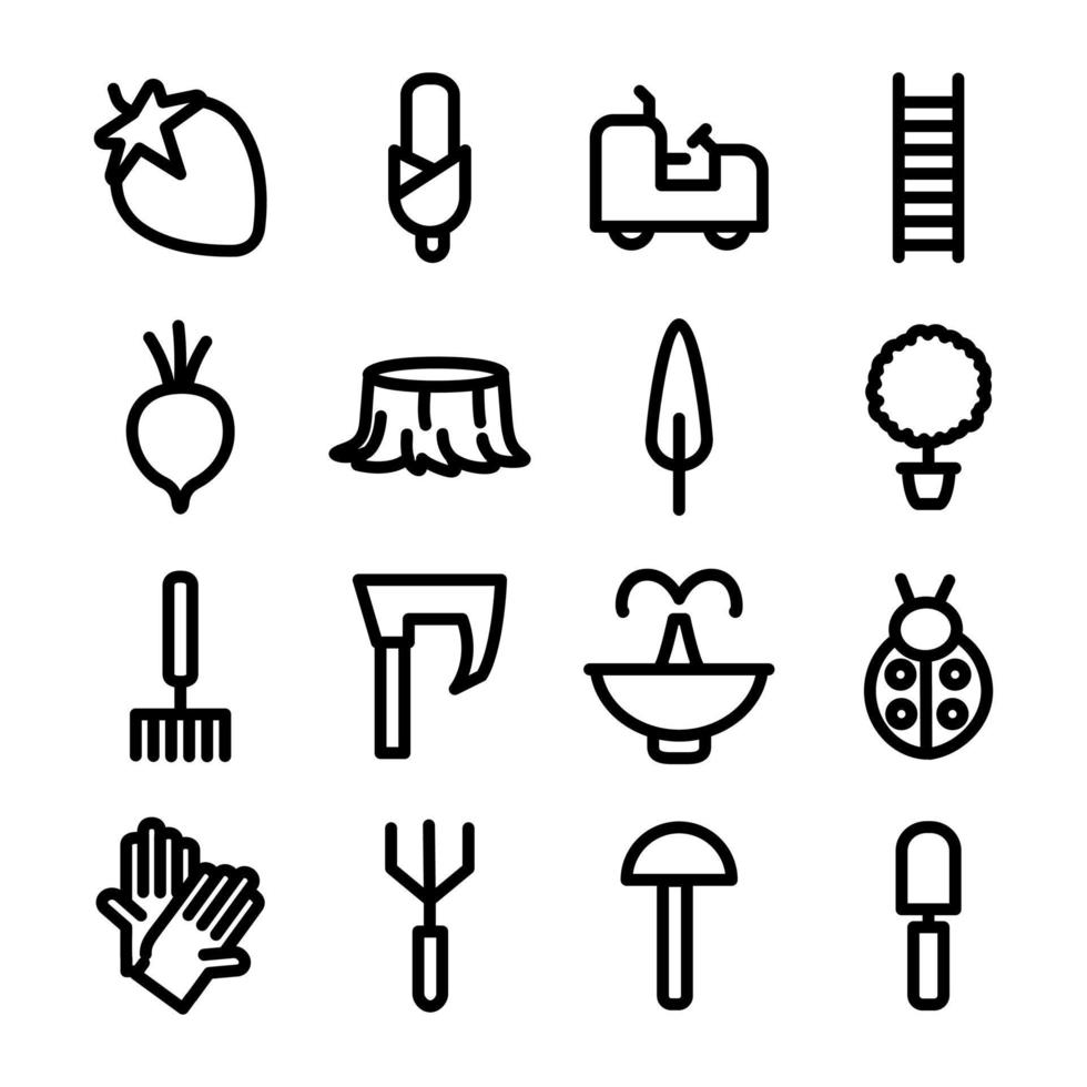 Collection of Agriculture Accessories Line Icons vector