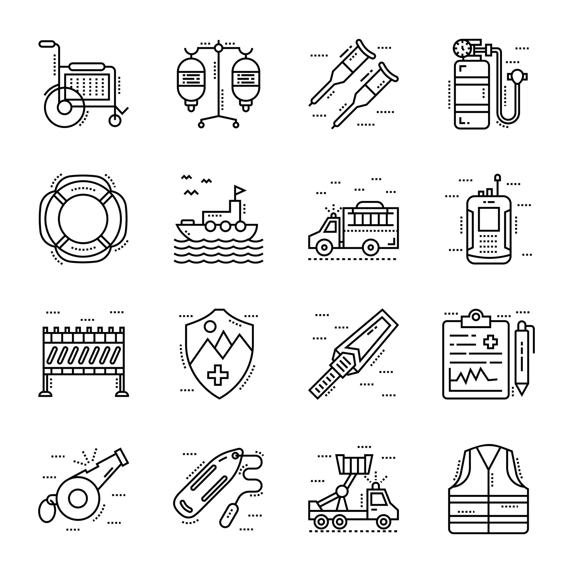 Set of Emergency Line Icons 14957827 Vector Art at Vecteezy