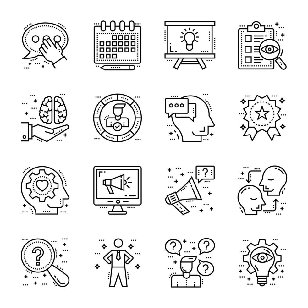 Business and Management Skills Line Icons vector