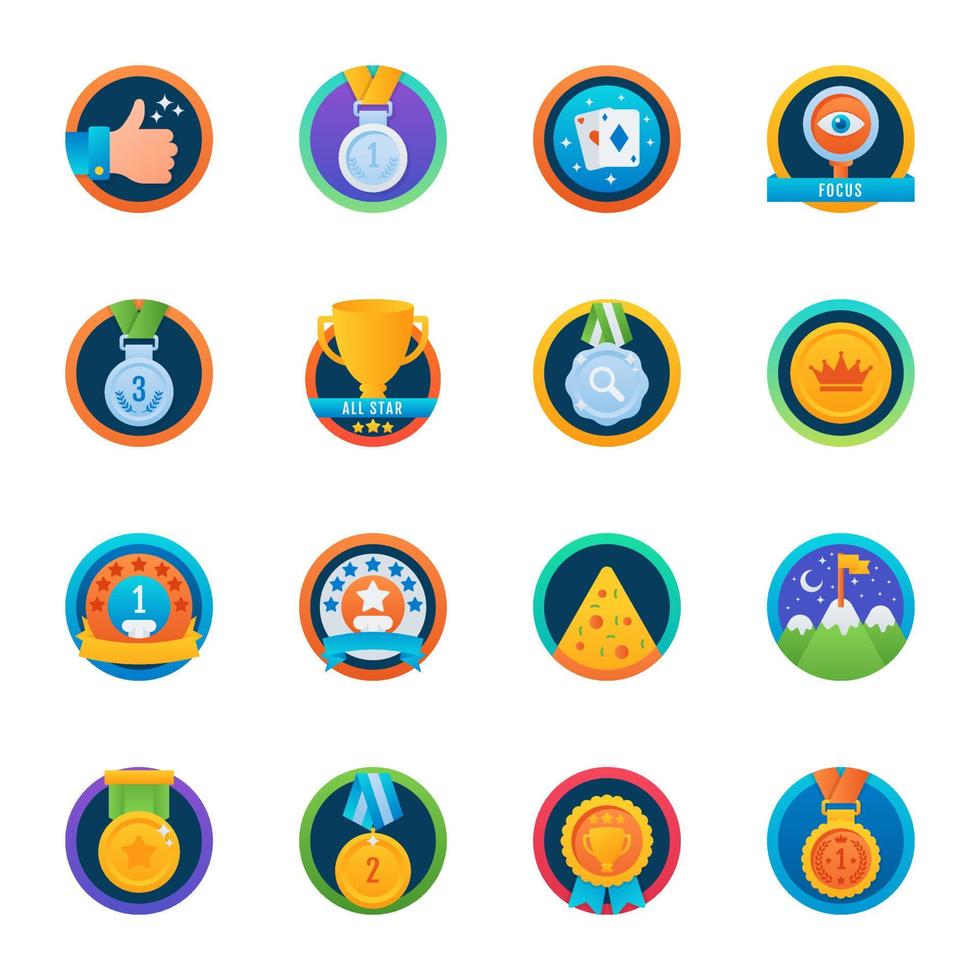 Collection of Rewards Flat Icons vector