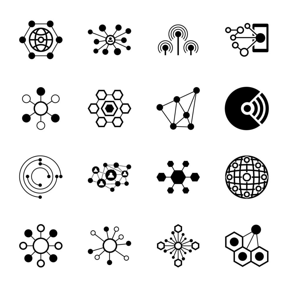 Set of Networking Glyph Icons vector