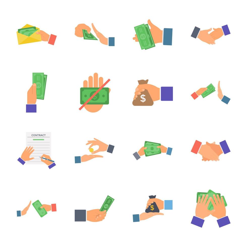 Pack of Corruption Flat Conceptual Icons vector