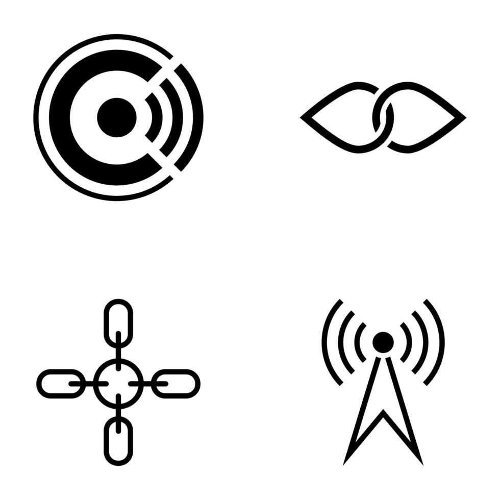 Set of Connections Glyph Icons vector