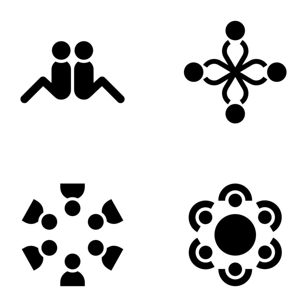 Set of Group Work Glyph Icons vector