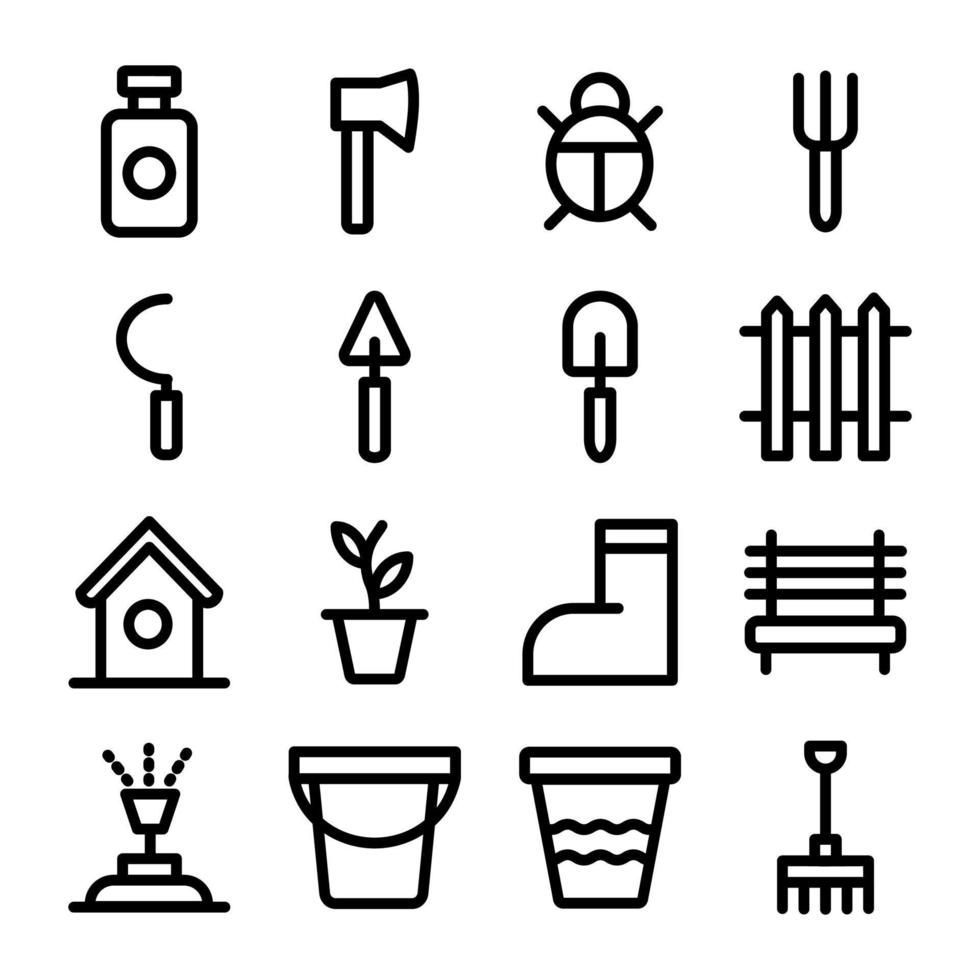 paquete de iconos de línea de agricultura vector