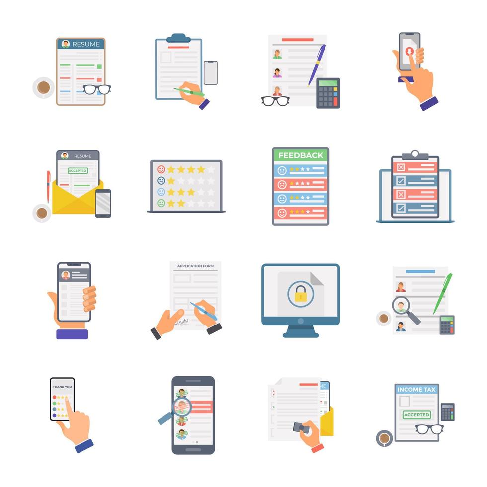 Customer Survey Flat Conceptual Icons vector