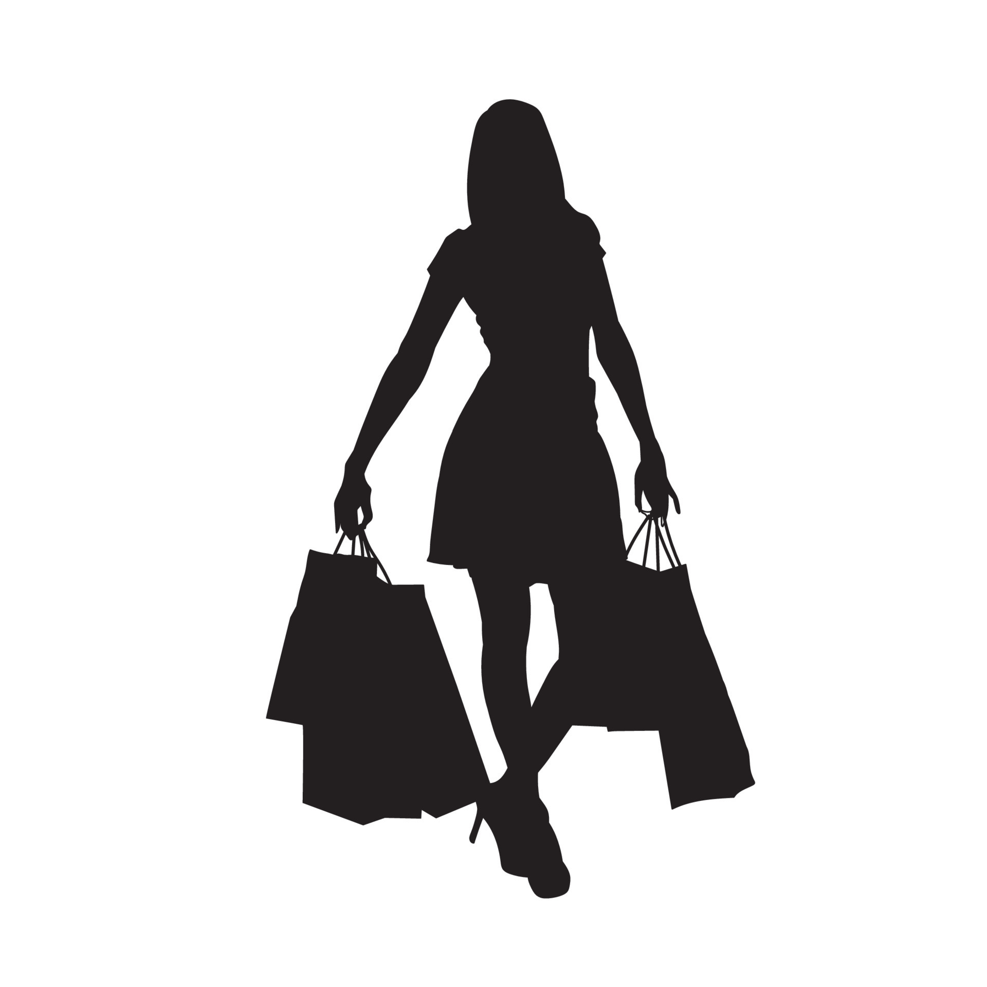 Happy young woman carrying shopping bag. marketing concept vector ...