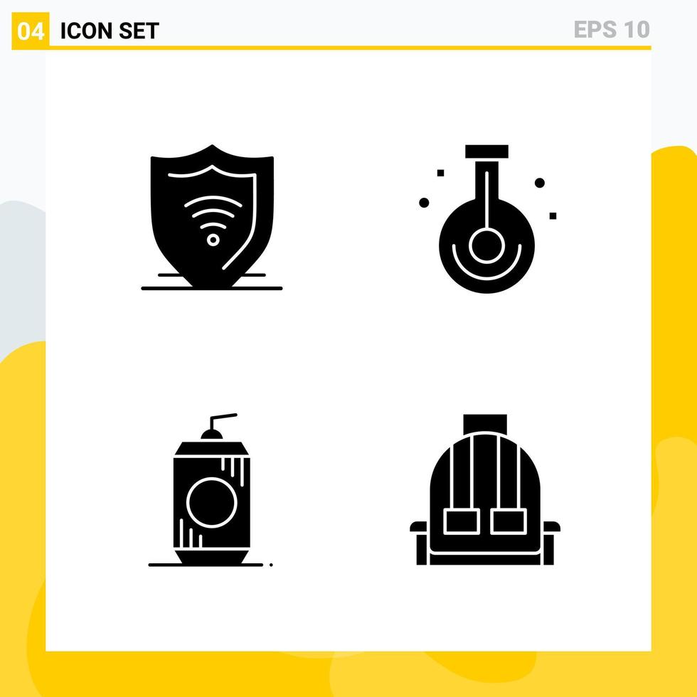 colección de 4 iconos sólidos universales conjunto de iconos para web y móvil fondo de vector de icono negro creativo