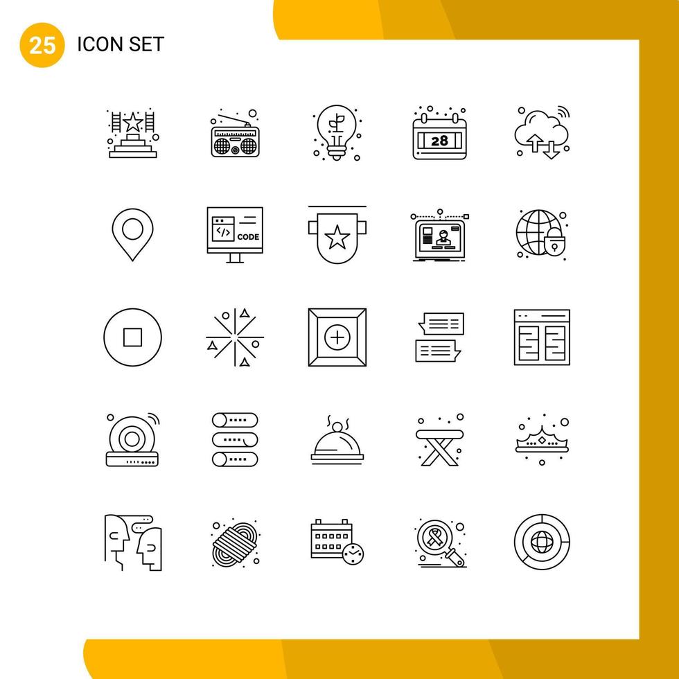 Set of 25 Modern UI Icons Symbols Signs for wifi internet of things light internet thanks day Editable Vector Design Elements