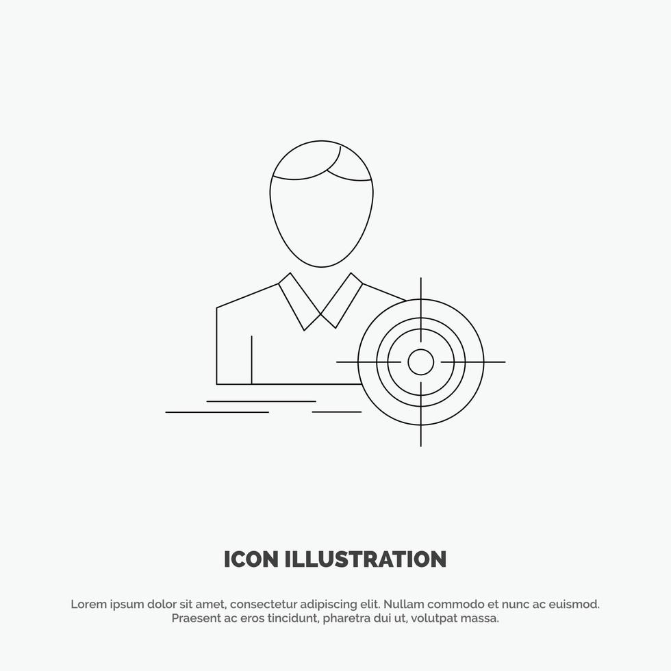 Man Focus Target Goal Line Icon Vector