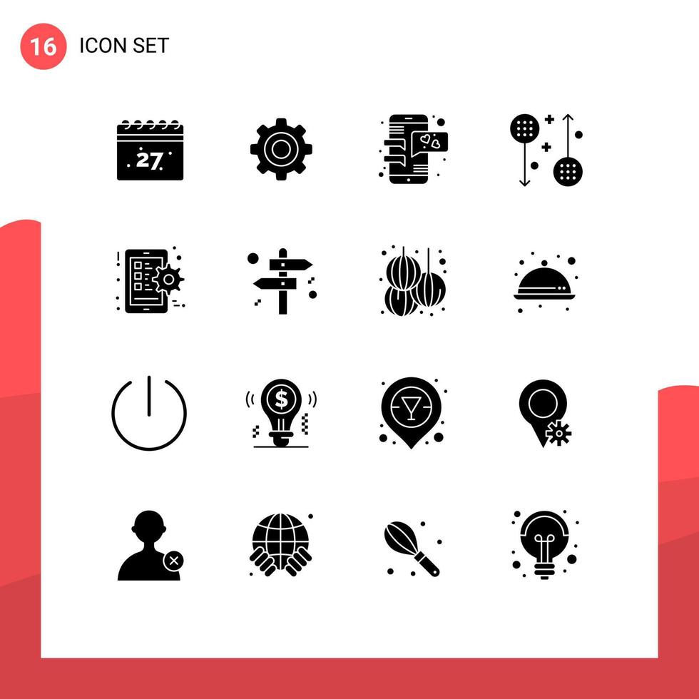 Modern Set of 16 Solid Glyphs Pictograph of phone male conversation health female Editable Vector Design Elements