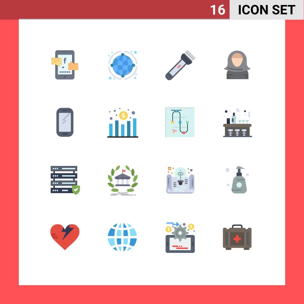 Universal Icon Symbols Group of 16 Modern Flat Colors of gulf avatar world arab camping Editable Pack of Creative Vector Design Elements