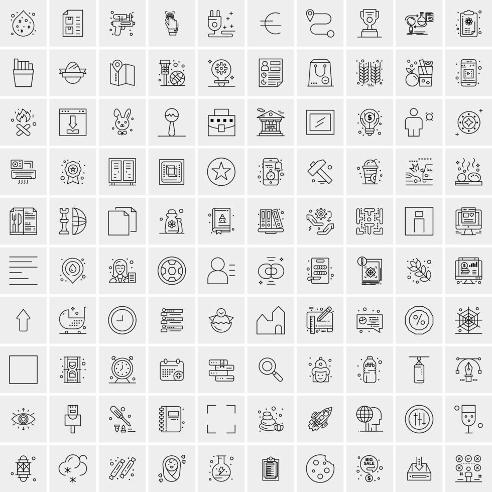 Pack of 100 Universal Line Icons for Mobile and Web vector