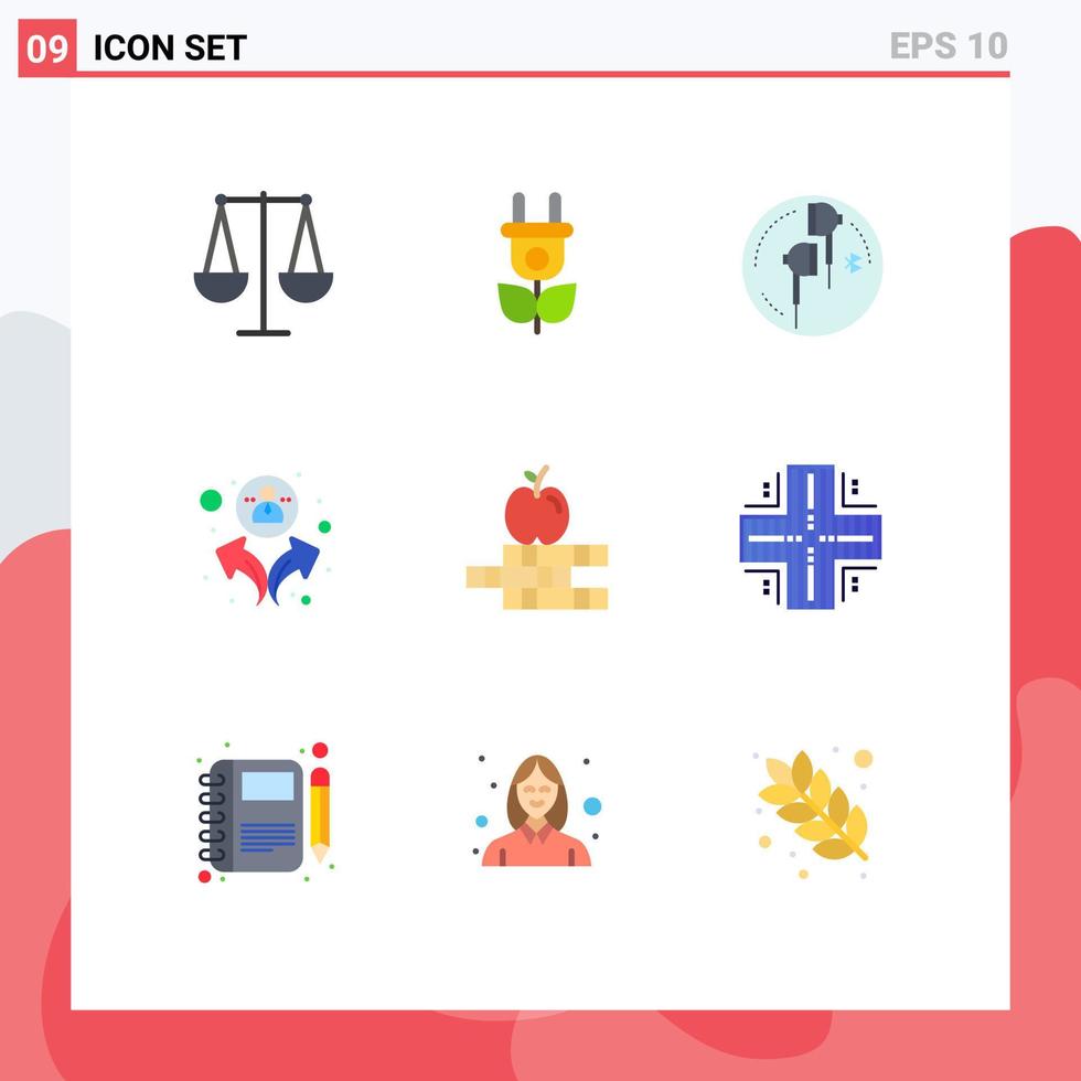 Universal Icon Symbols Group of 9 Modern Flat Colors of education apple ear users group Editable Vector Design Elements