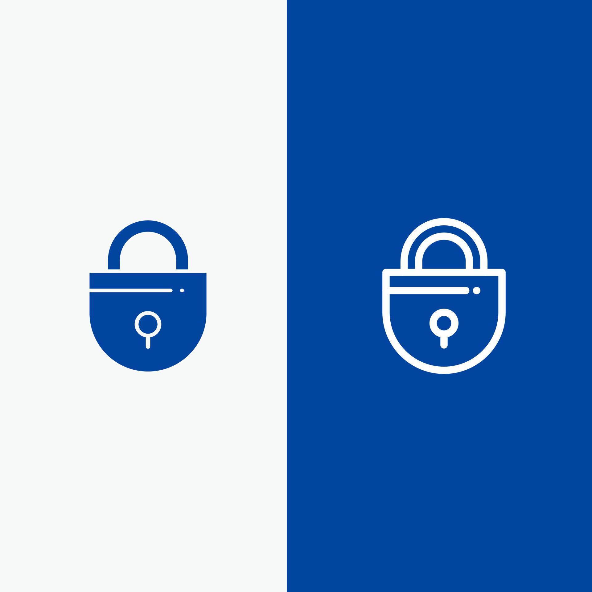 Lock Locked Security Line and Glyph Solid icon Blue banner