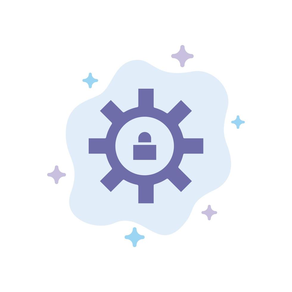 Gear Setting Lock Support Blue Icon on Abstract Cloud Background vector