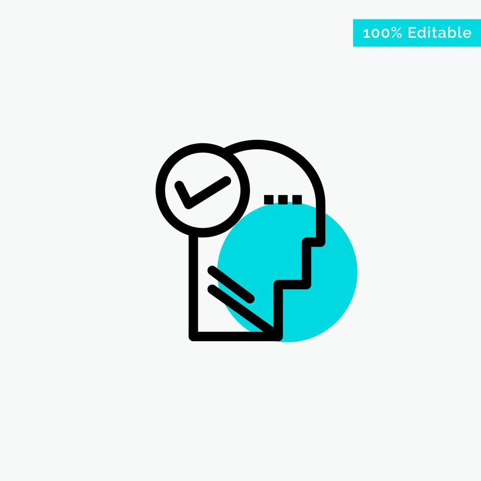 Mind Head Solution Thinking turquoise highlight circle point Vector icon