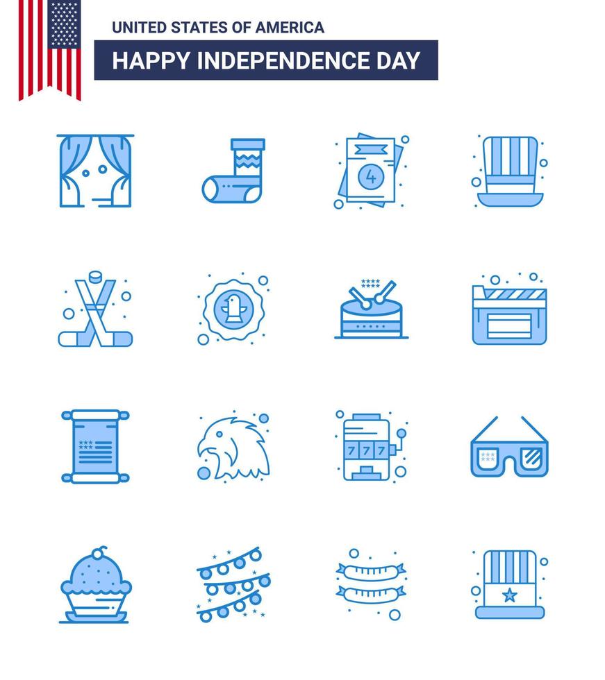 16 Creative USA Icons Modern Independence Signs and 4th July Symbols of ice hockey usa invitation presidents day Editable USA Day Vector Design Elements