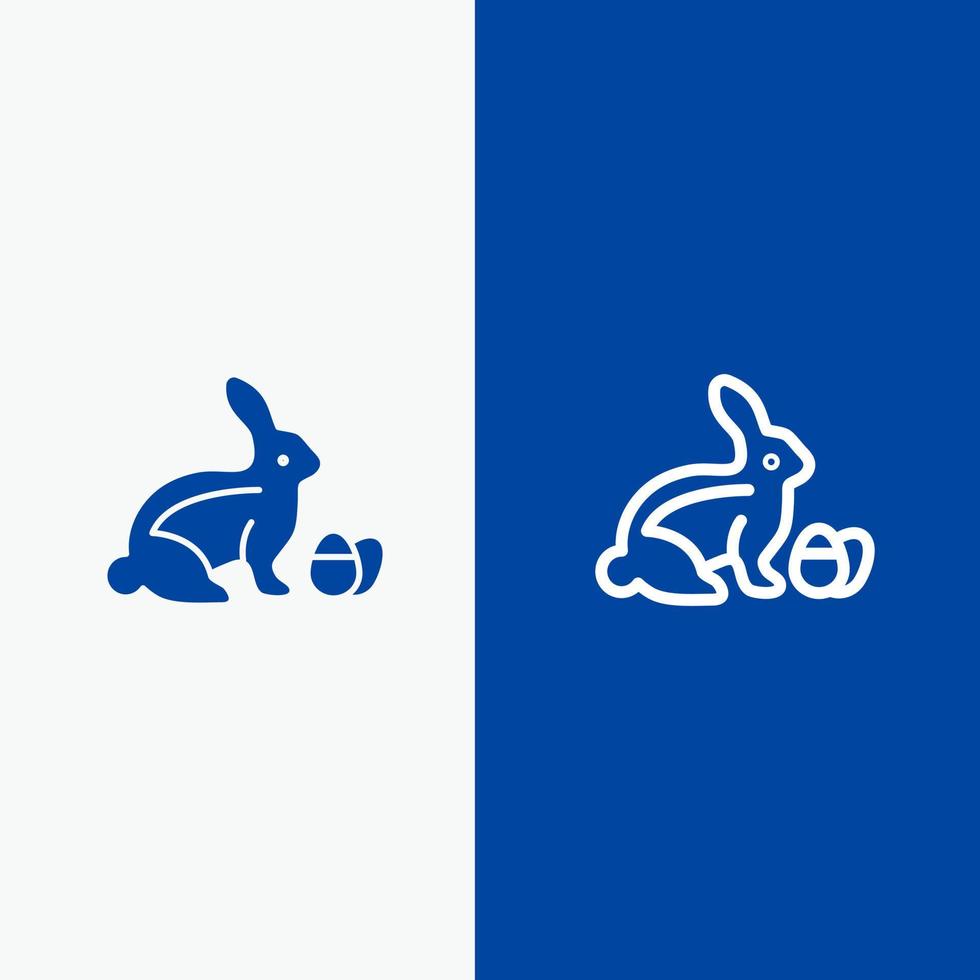 Rabbit Easter Baby Nature Line and Glyph Solid icon Blue banner Line and Glyph Solid icon Blue banner vector
