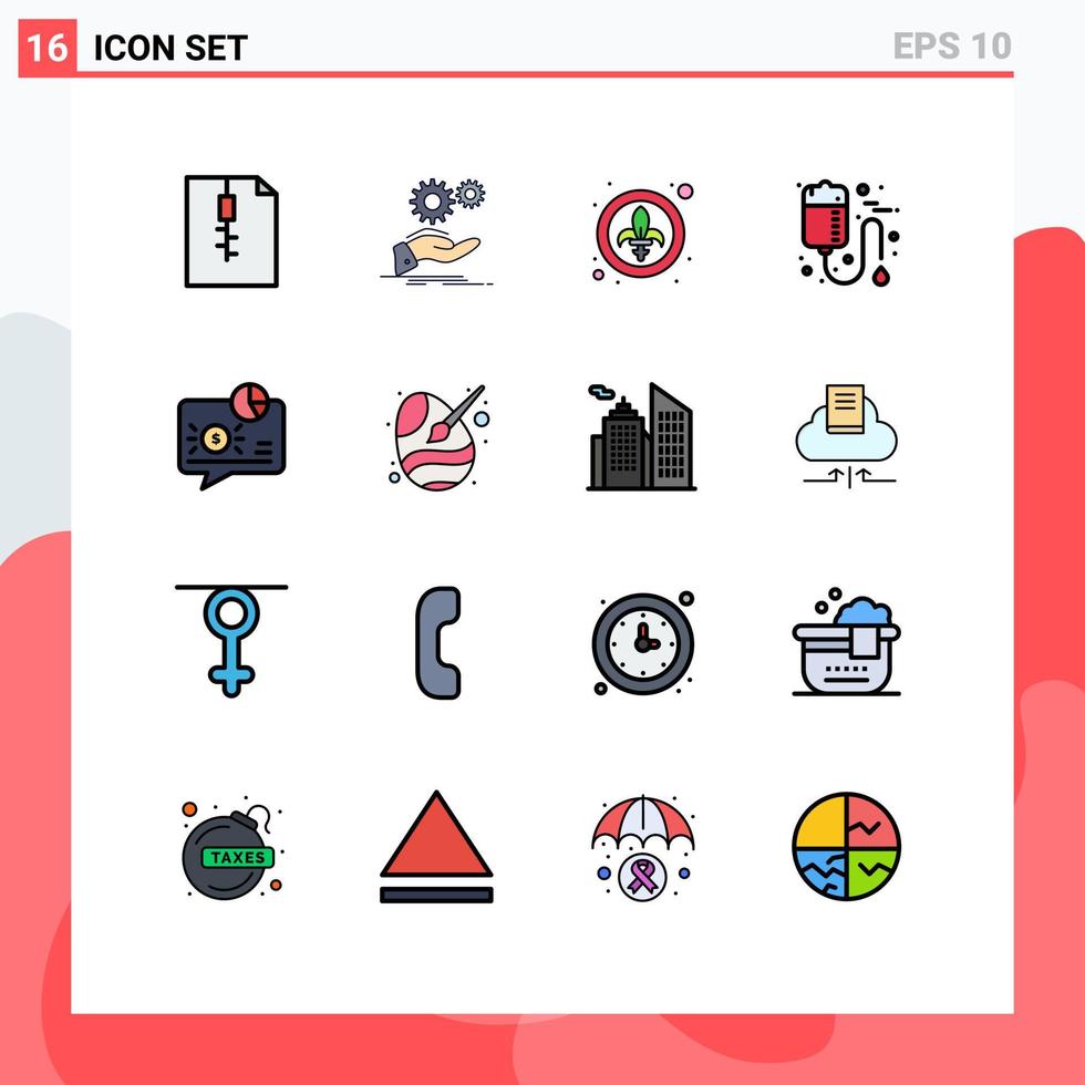 16 iconos creativos signos y símbolos modernos de decoración de atención bancaria bolsa médica elementos de diseño de vectores creativos editables