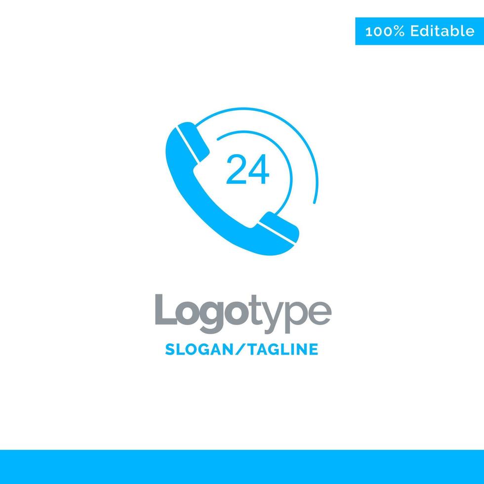 Call Communication Phone Support Blue Solid Logo Template Place for Tagline vector