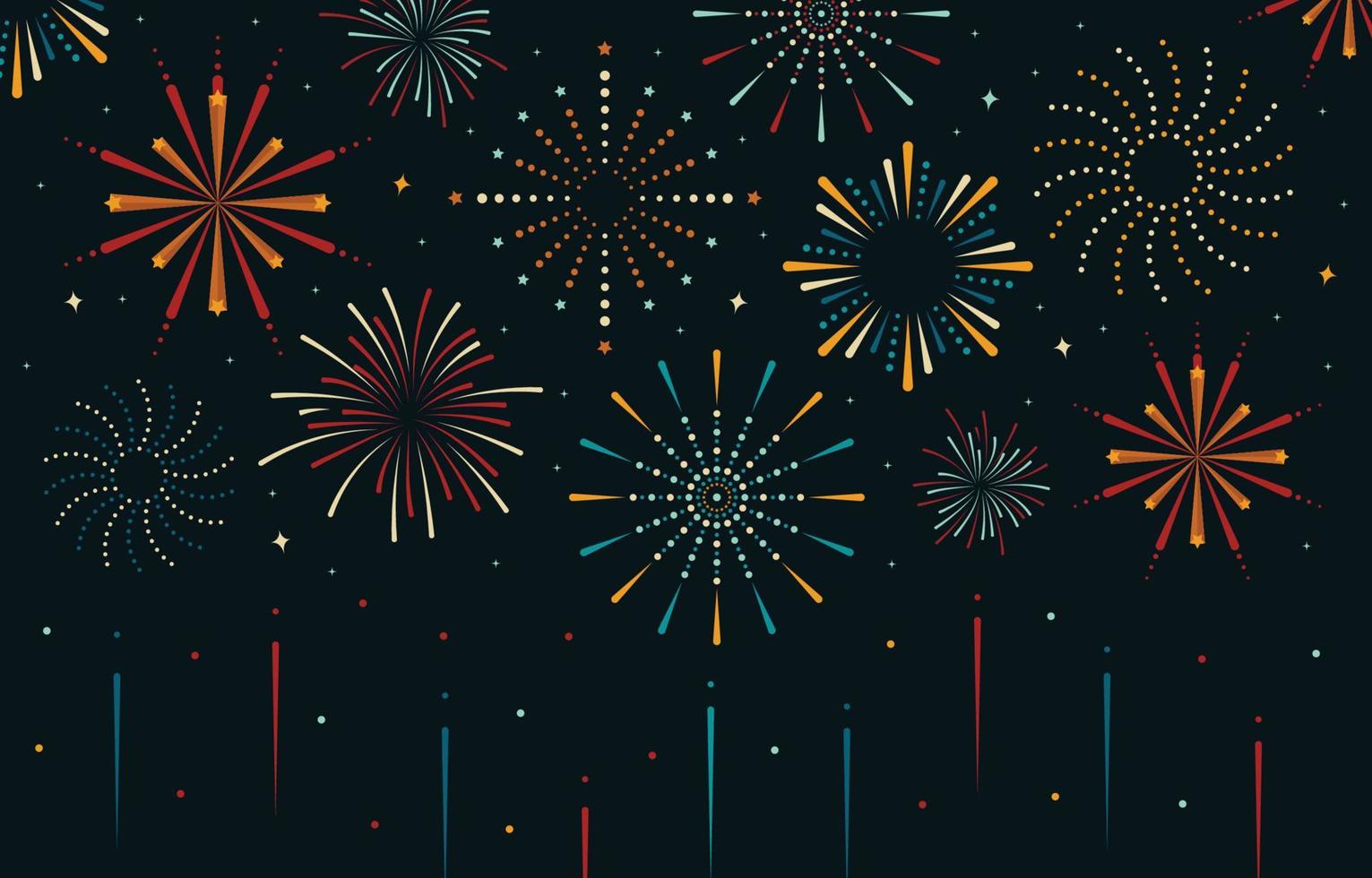 Colorful Fireworks with Flat Concept Background vector