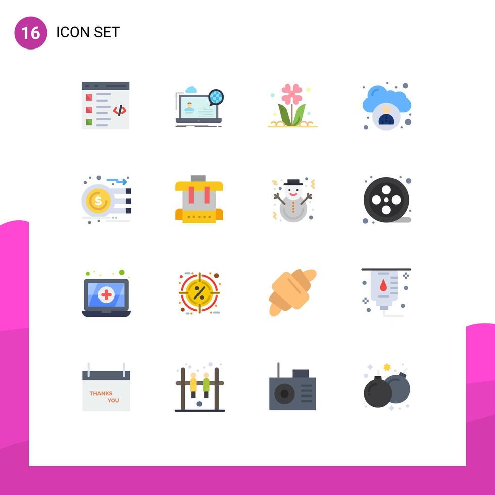 Universal Icon Symbols Group of 16 Modern Flat Colors of user administration seminar rose flower Editable Pack of Creative Vector Design Elements