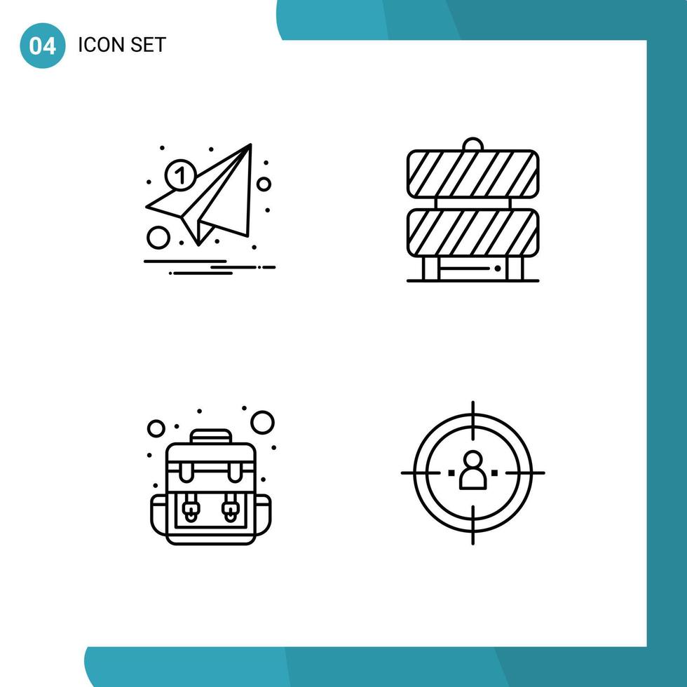 4 Creative Icons Modern Signs and Symbols of email bag notification caution traveling Editable Vector Design Elements