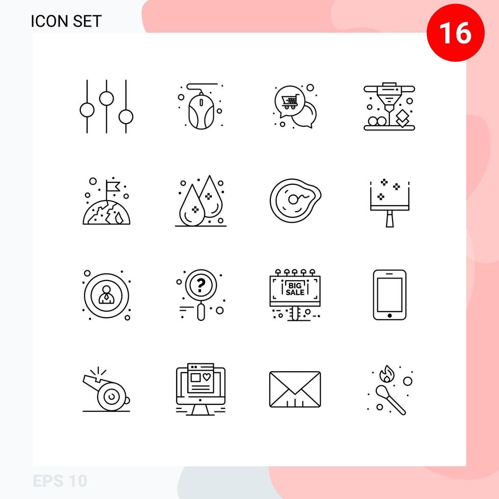 Pictogram Set of 16 Simple Outlines of flag globe offer earth direct Editable Vector Design Elements