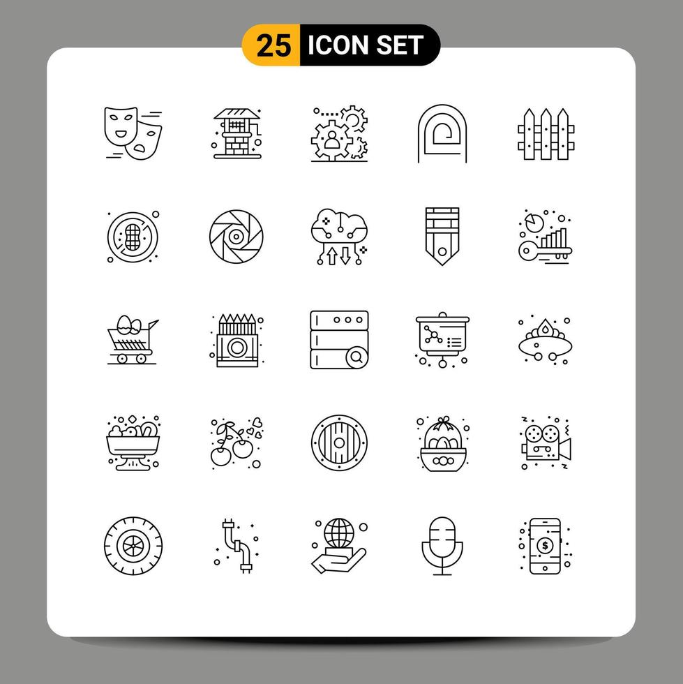 Pictogram Set of 25 Simple Lines of reader password human fingerprint teamwork Editable Vector Design Elements