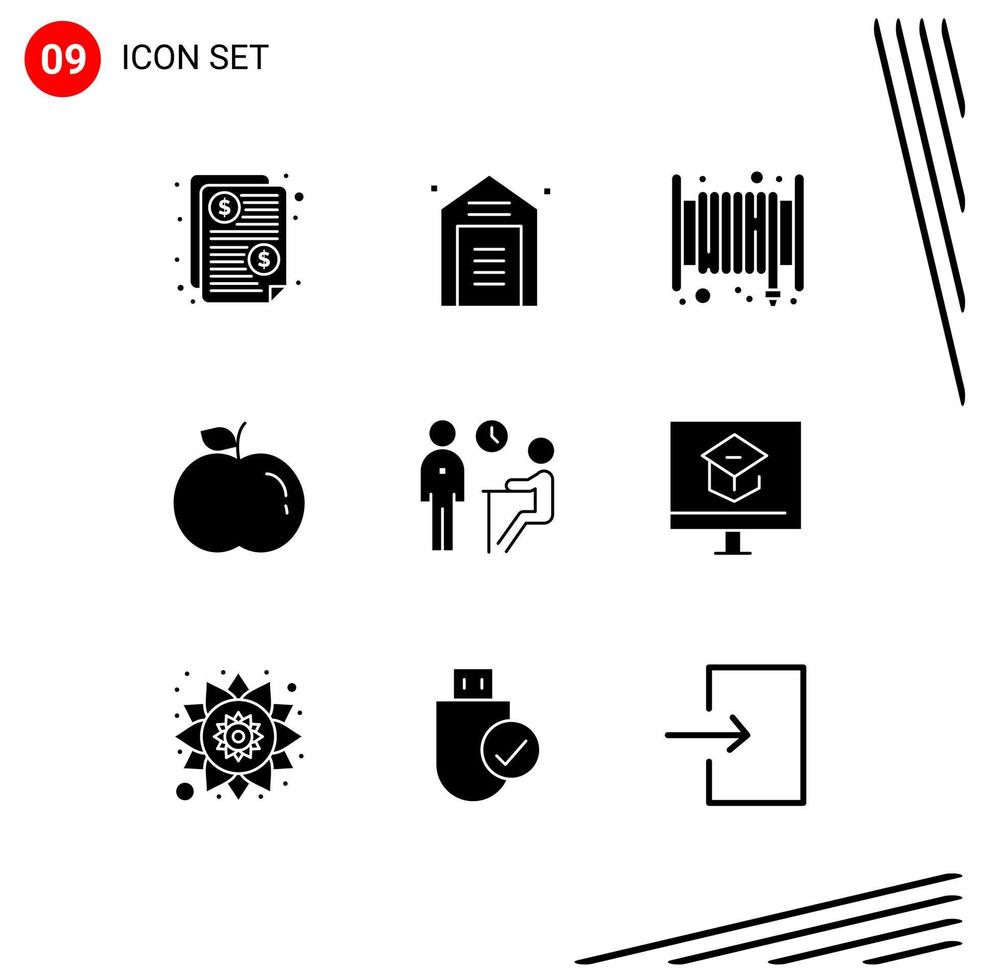 9 Universal Solid Glyph Signs Symbols of meeting interview warehouse food hose Editable Vector Design Elements