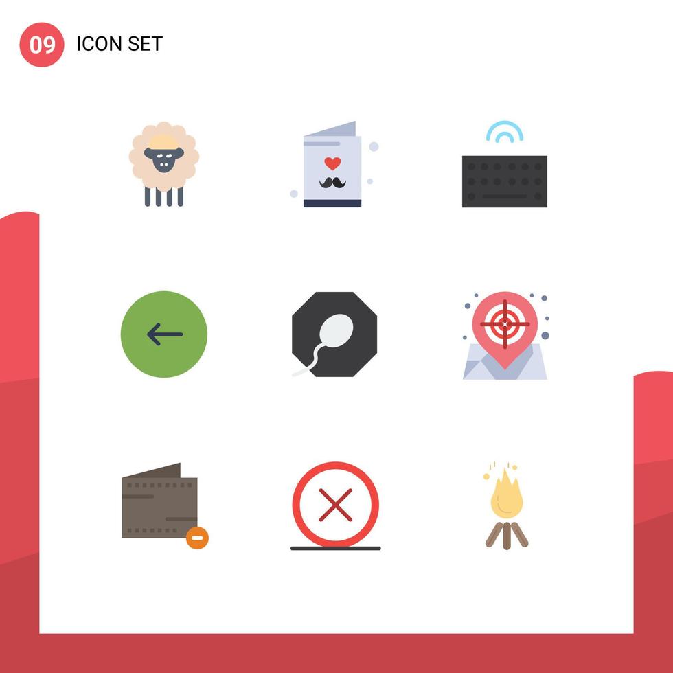 Pack of 9 creative Flat Colors of father play hardware multimedia back Editable Vector Design Elements