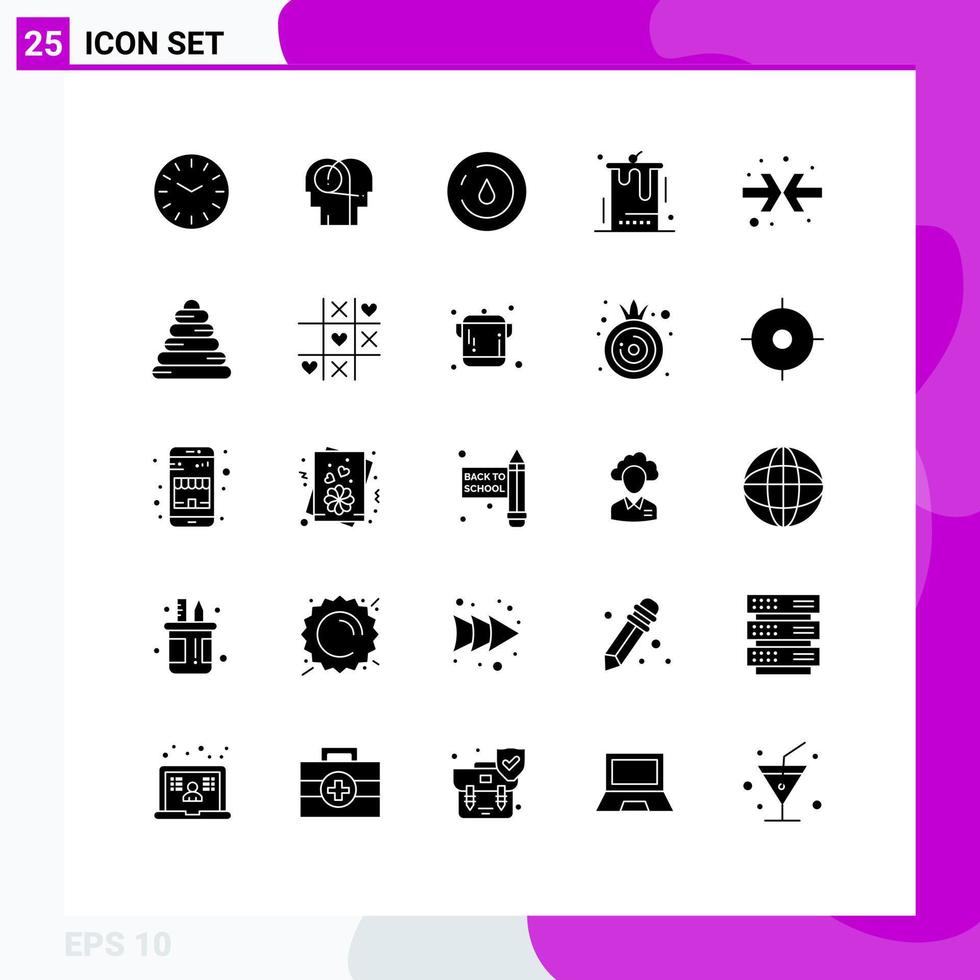 25 Thematic Vector Solid Glyphs and Editable Symbols of arrows wedding nature party cake Editable Vector Design Elements