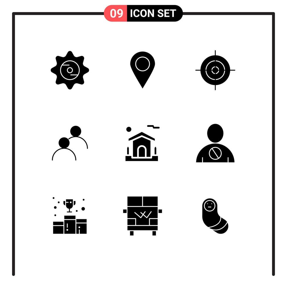 Group of 9 Modern Solid Glyphs Set for estate house interface home avatar Editable Vector Design Elements