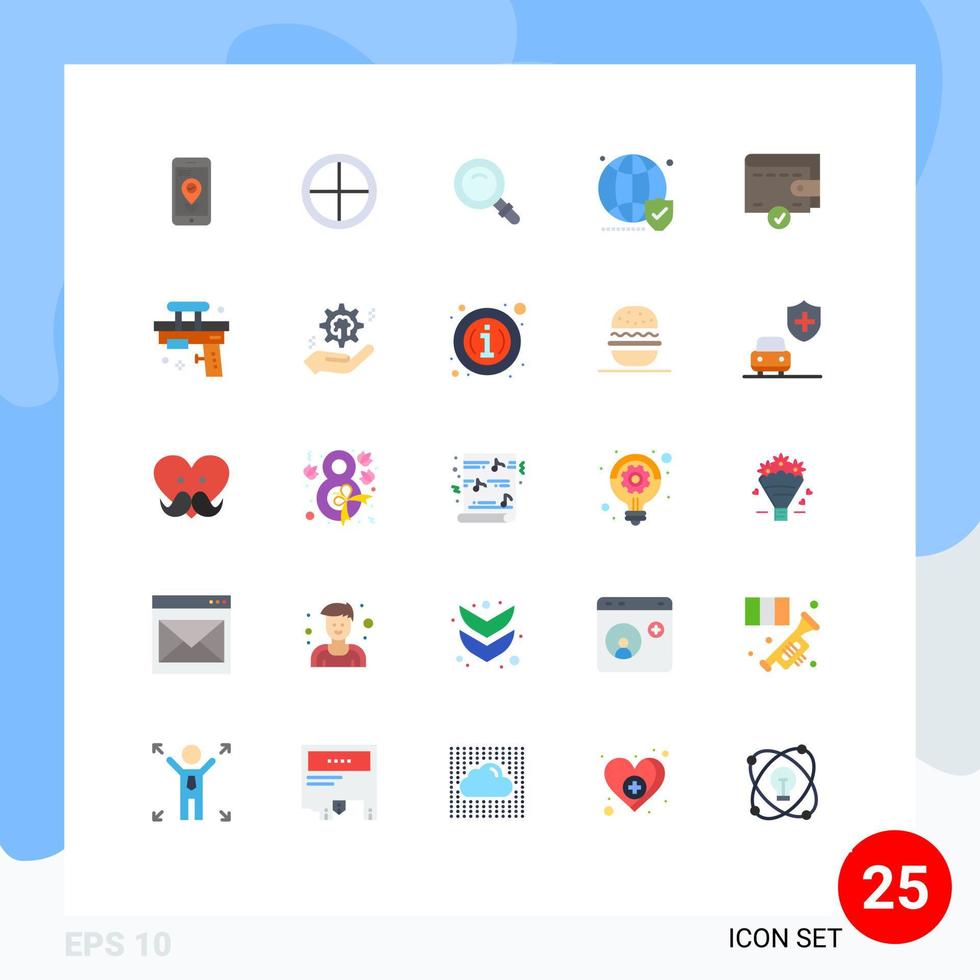 25 Flat Color concept for Websites Mobile and Apps secure website target shield glass Editable Vector Design Elements