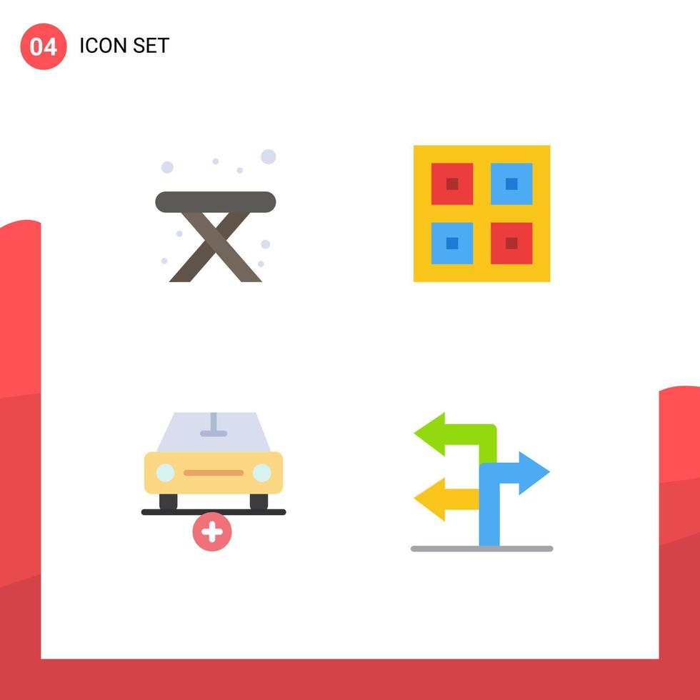 Pictogram Set of 4 Simple Flat Icons of camping car arrived logistic plus Editable Vector Design Elements