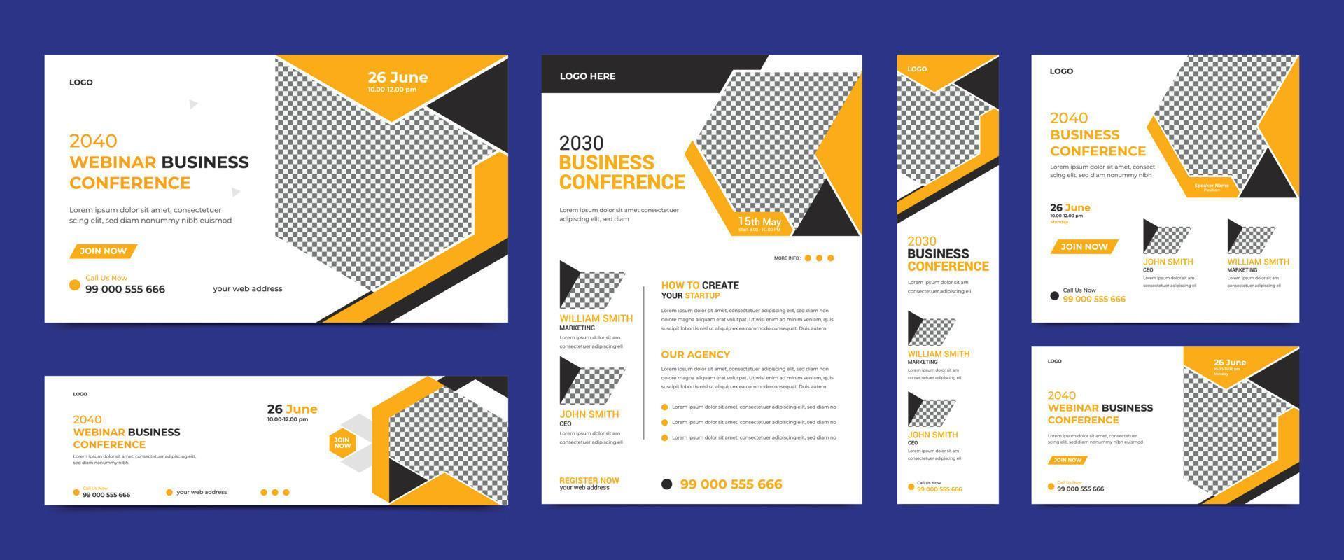 Webinar business conference social media web banner, square banner and cover banner template. Online webinar business conference invitation banner design template. vector