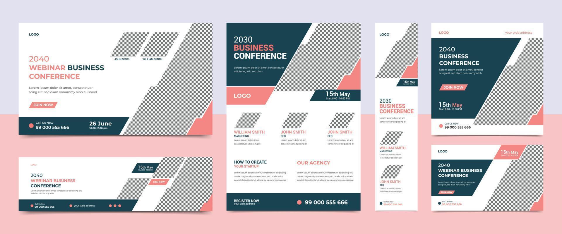 Online live webinar conference social media post banner design. Usable for web banner, cover, conference flyer and business webinar invitation design template. vector
