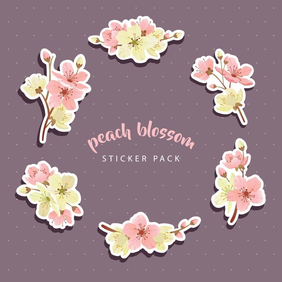 Peach Blossom Sticker Pack vector