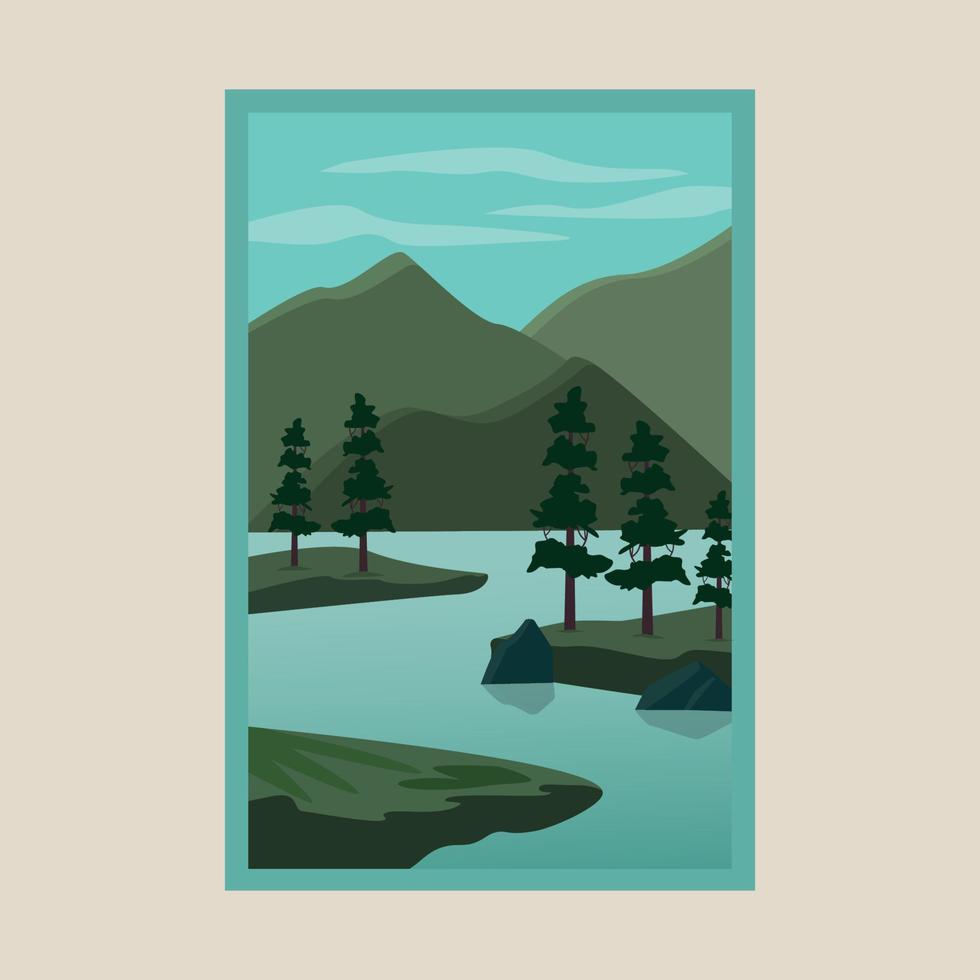 Landscape minimalistic print poster collection design vector