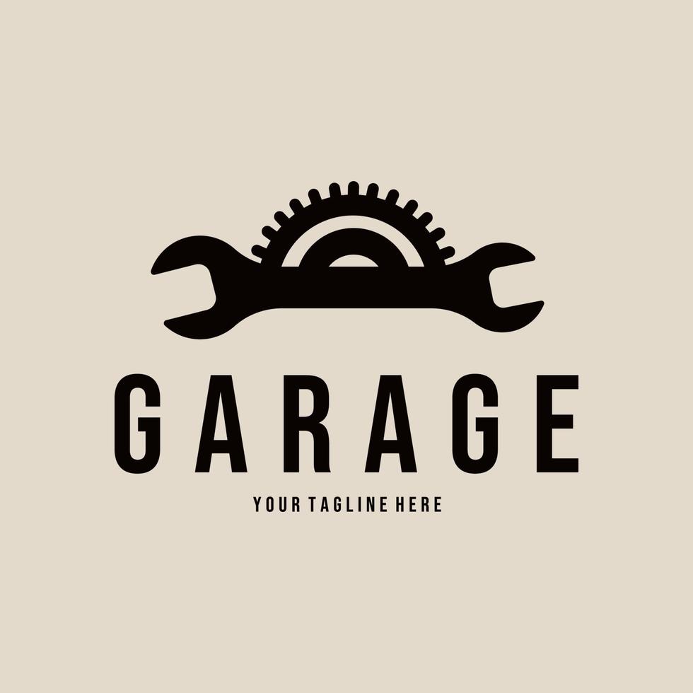logotipo vintage de garaje, icono y símbolo, diseño de ilustración vectorial vector