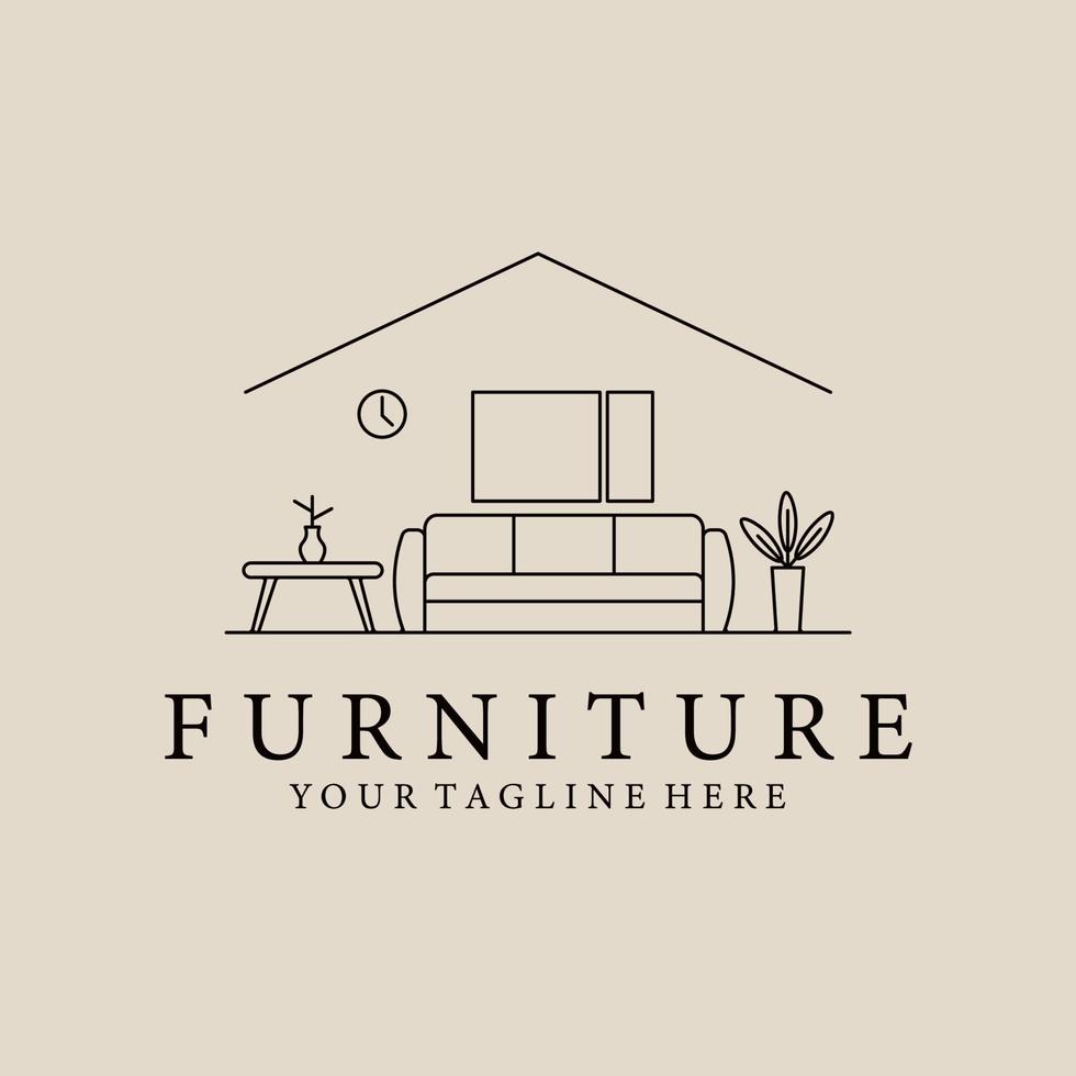 minimalist furniture line art logo illustration vector design